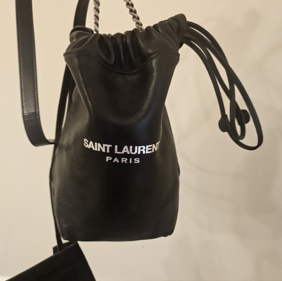 Saint Laurent Black Leather Teddy Bucket Bag - Picture 2 of 16
